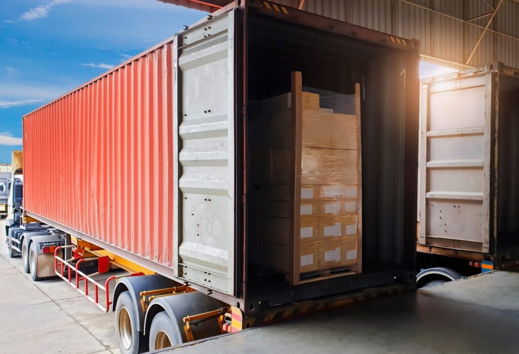 Truck with cargo being loaded